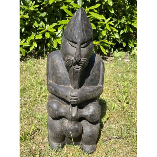 Stor Thor gudefigur i mrkt tr - 50 cm